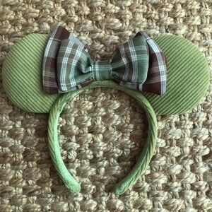 New: Disney Parks Mickey Ears. Pear Corduroy with Plaid Bow